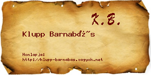Klupp Barnabás névjegykártya