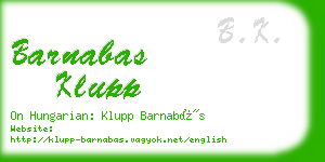 barnabas klupp business card
